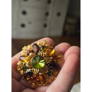 Juliana Style Brooch Fall Colors Autumn Vintage Rivoli Navettes